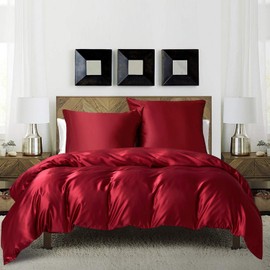 Boqingzhu Shiny satin bed linen set, smooth and shiny bed linen set, duvet cover with zip and pillowcase.