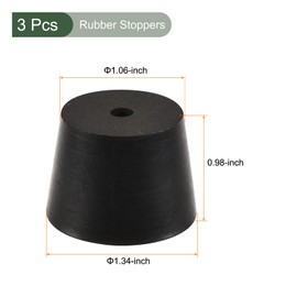 YOKIVE Pack of 3 Rubber Stoppers with Hole Conical Plugs with High Temperature Resistance Protect Hole Ideal for Laboratory Industry (Black, 27 mm to 34 mm)