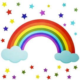 Maydahui Large Rainbow Wall Decal Cloud Colorful Stars Wall Stickers (30 x 42 Inch) Vinyl Removable Peel and Stick Art Mural Decor for Baby Kids Bedroom Nursery Classroom Living Room
