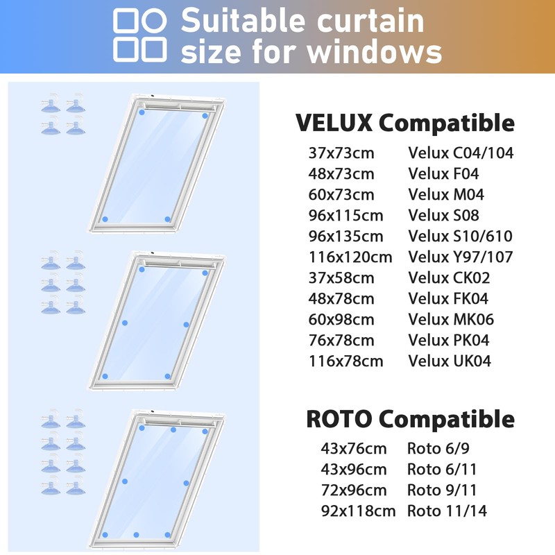 Roof Window Roller Blind, Blackout Thermal Sun Protection, Silver Coating,