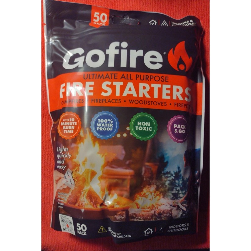 Gofire 50pc FIRE STARTERS Camping Hiking Backpacking Campfire Fireplace Grill