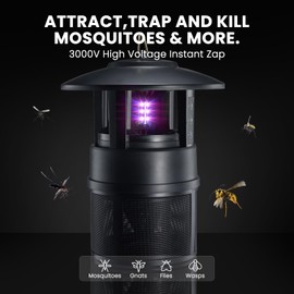 Mosquito Trap Outdoor, Flying Insect Bug Trap with Lighting, Sleep and Timer Functions, Gnat Flies Moths Wasps Beetles Catcher, Indoor Bug Mosquito Zapper Alternative, Black
