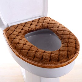 WDSHCR Toilet Seat Cover for Bathroom, Toilet Seat Cushion Covers Soft Thicker Warmer Washable Toilet Seat Cover Pads with Zipper Home Reusable (Brown)