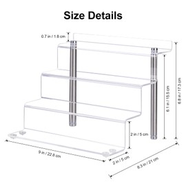 ECOSEAO Acrylic Riser Display Shelf, 4 Tier Display Riser for POP Figures, Tiered Display Small Stand Risers for Display, Contertop Desktop Acrylic Display for Decoration and Organizer (2 Pack)