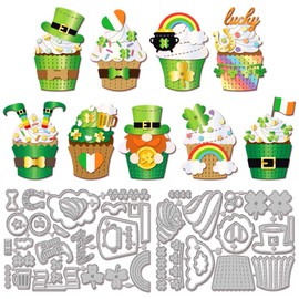 GLOBLELAND St Patrick's Day Cupcake Cutting Dies Metal Retro Multilayer Party Ice Cream Shaker Cutting Template Paper Cutting Dies for Scrapbooking Card Making Crafts Paper Cards