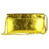 Girly Handbags Italian Suede Leather Envelope Clutch Metallic Bright Gold