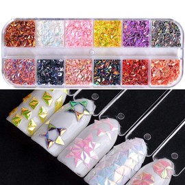 Laser Nail Art Glitter Sequins Triangle Nail Glitter Decorations Nail Art Decorations Sparkly Acrylic Paillettes Flakes for DIY Nail Art Makeup Decorations