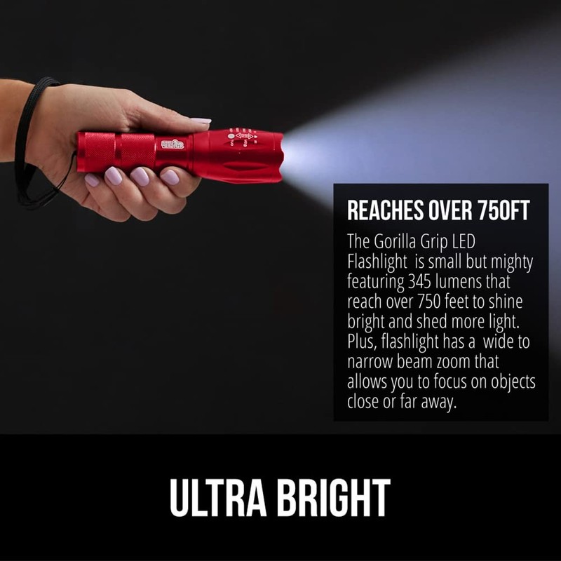 Gorilla Grip Powerful LED 750 FT Water Resistant 5 Adjustable