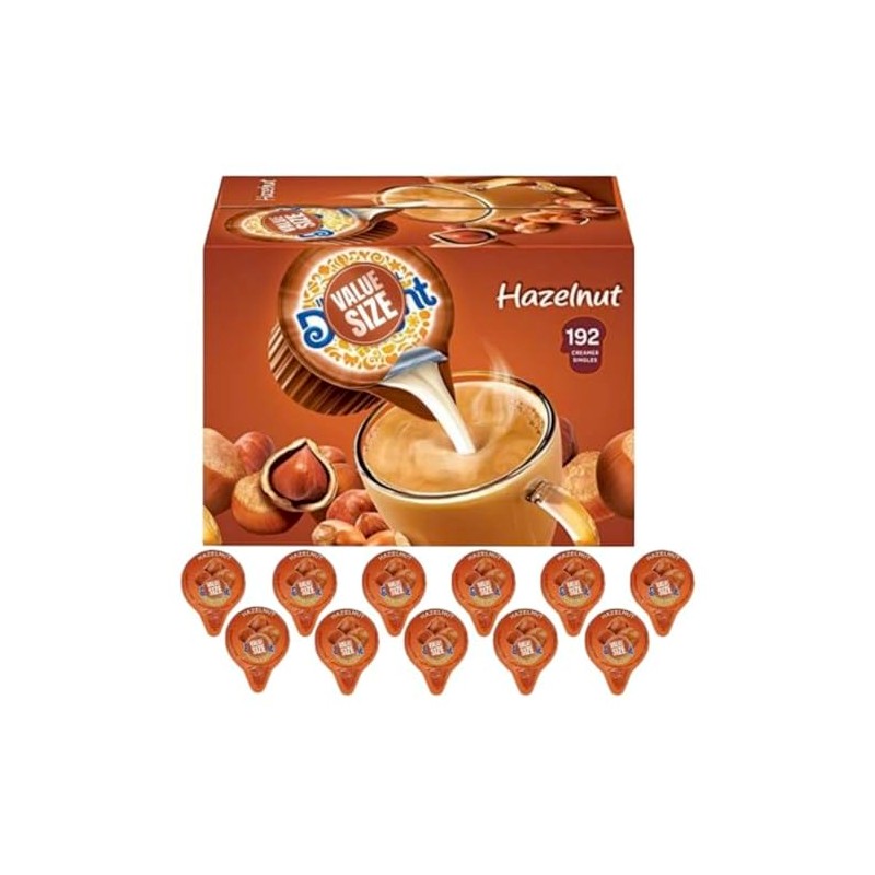 Hazelnut Coffee Creamer Singles, 192 Creamer Singles Included Great for