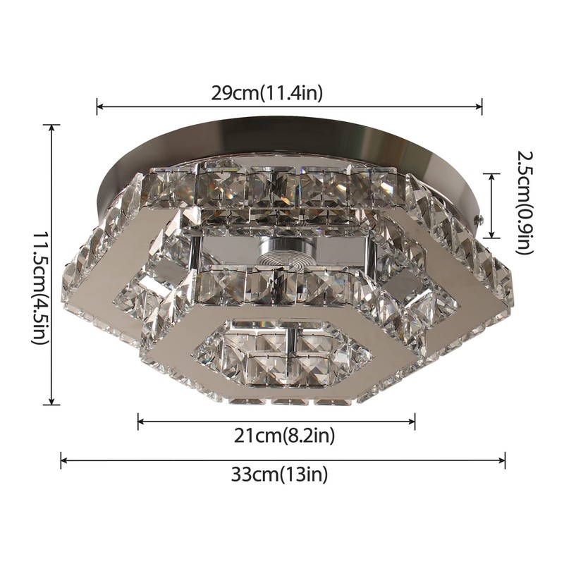 CXGLEAMING Modern Chandelier Crystal Flush Mount Ceiling Light LED Pendant