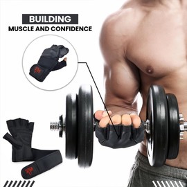 S&M Logistik Weightlifting Gloves - Black Maya Hide Leather, Breathable & Non-Slip, Strength Training Gloves for Men and Women, with Adjustable Wrist Straps (M)