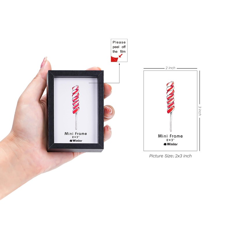 Winlor Small Picture Frames, Mini Size Baby Photo Frame, 2x3'',