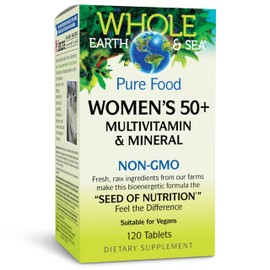 Natural Factors Whole Earth & Sea Women's 50+ Multivitamin & Mineral, 1 Serving Contains Nutrition Equivalent to ½ lb of Veggies, 120 Tablets