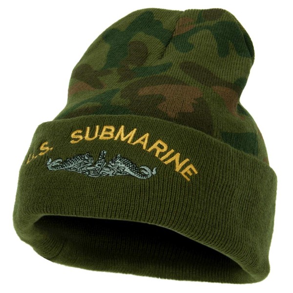e4Hats.com US Submarine Logo Military Embroidered Camo Long Beanie -