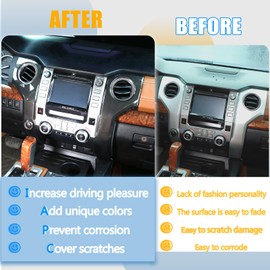 LLKUANG ABS Center Console air Conditioning air Outlet Decoration Frame Cover Trim for Toyota Tundra 2014-2020 Modification Accessories (Carbon Fiber Style)