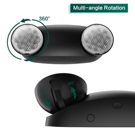 EXITLUX 2 Pack Led Black Emergency Lights with Battery Backup - Adjustable Bug Eye UL 924 Certified Exit Signs - 120-277VAC Commercial Emergency Lights Fixtures/Indoor