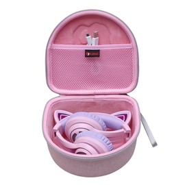 XANAD Kids Headphone Case for iClever BTH13 HS20 BTH21 Bluetooth Kids Headphones with Cat Ears Wireless Foldable Headphones (Pink)