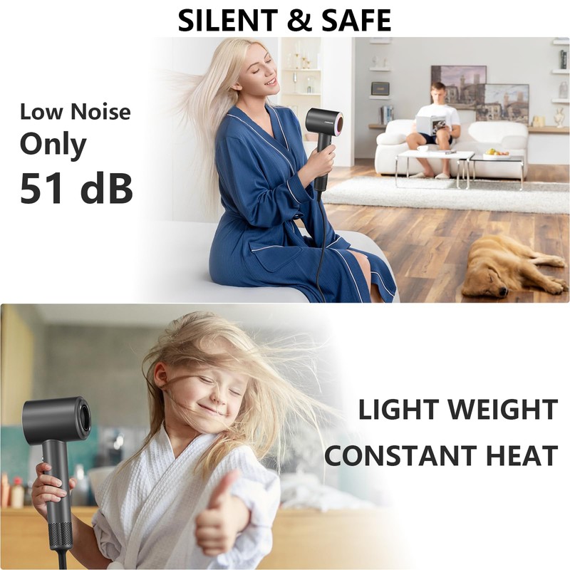 Hair Dryer, High Speed Ionic Blow Dryer, 5X-Fast Drying, 2