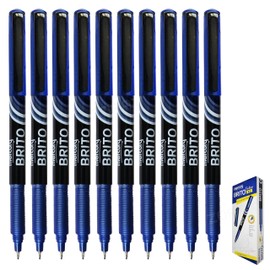 BLUE Fineliner Pens, Pack of 10, 0.3mm Extra Fine Tip, VBRIT Smooth Writing, Precise Writing, Ideal for Precision Drawing, Writing, and Crafting, iVAIDEX Black Ball Pen