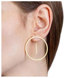 Dervivea Minimalist Circle Earrings Bar Hoop Earrings Boho Round Circle Stick Earrings Gold Hallow Circle Bar Earrings Jewelry for Women and Girls