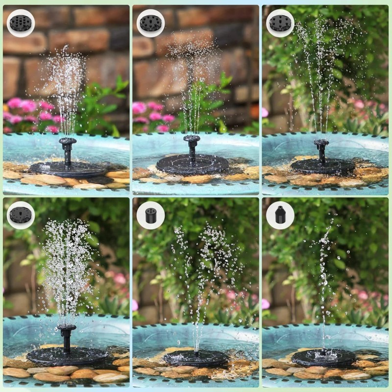 AISITIN Solar Powered Fountain Pump – 6 Nozzles, 1.5W, Great