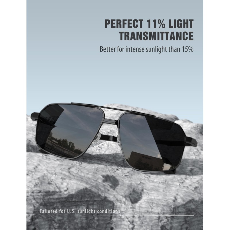 LUENX Polarised Sunglasses Mens Womens UV400-Protection Square Polygon Sunglasses Retro