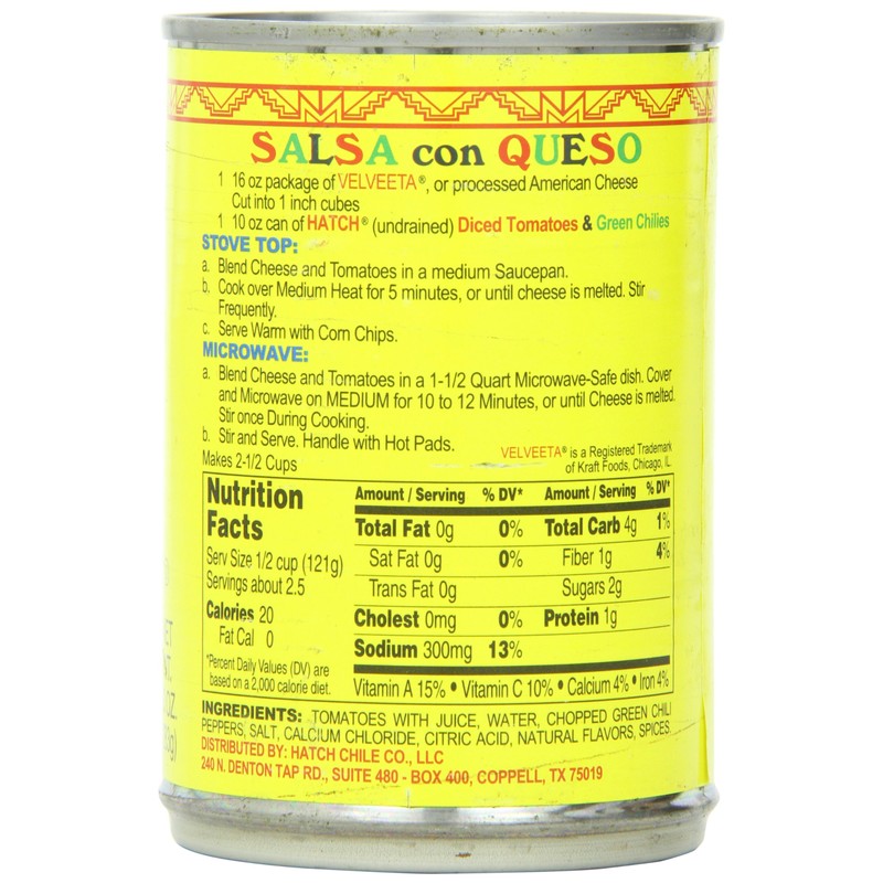 Hatch Tomatoes Diced with Green Chilies, Medium, 10-Ounce (Pack of