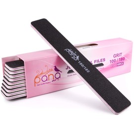 PANA Jumbo Double-Sided Emery Nail File for Manicure, Pedicure, Natural, and Acrylic Nails - Black (Grit 100/180) - 50 Piece Pack