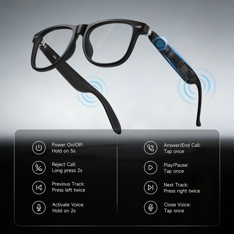 JASPIN Bluetooth Smart Glasses-Blue Light Glasses for Men and Women-Open