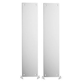Fire Door Guru® Pack of 2 - Aluminium Door Finger Push Plates - 300 x 75mm - Square Corner - Screws Included