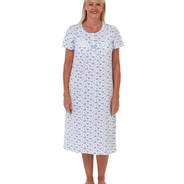 Marlon Womens Maria Plus Size Nightie, Blue (Blue 001), 40-42