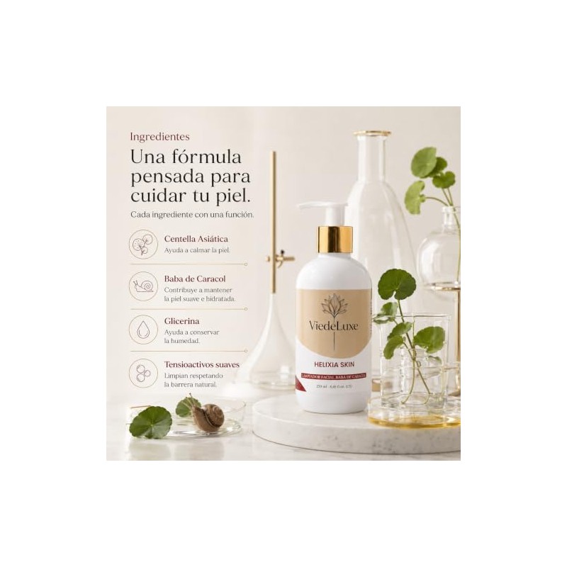 Helixia Skin Limpiador Facial Baba de Caracol, 250 ml