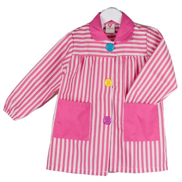 KLOTTZ Kids Nursery Painting Apron Striped Craft Coat, fuchsia