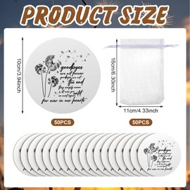 Singhoow 50 Set Funeral Favors Celebration of Life Decorations with 50 Wood Coasters 50 Organza Bags Memorial Gifts for Family Church Funeral Prayer