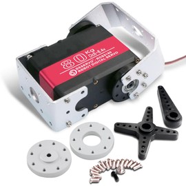 Wishiot RDS5180 80kg Digital Metal Robotic Servo Motor High Torque Double-Shaft Robot Servo Arm Waterproof IP66 with U Metal Brackets for RC Car DIY Robot (270°)