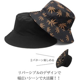 Spargel Men's Women's Cotton Bucket Hat, Reversible, black / orange