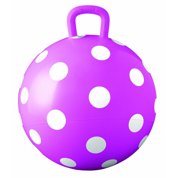 Hedstrom Pink Polka Dot Hopper Ball, Kid's Ride-on Toy, Bouncy Hopping Ball with Handle - 15 Inch