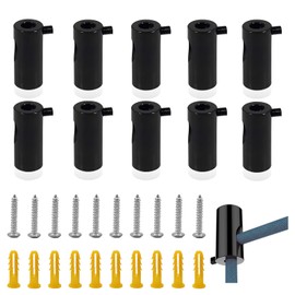Monkey Swing, Pack of 10 Two-Piece Wall and Ceiling Pins Cable Attachment Surface-Mounted Cable Holder with Screws and Dowels for Lamp Textile Cable DIY (Black)
