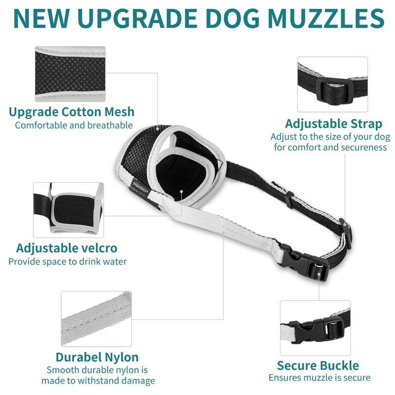 WONDAY Nylon Dog Muzzle for Small Medium Large Sized Dogs,