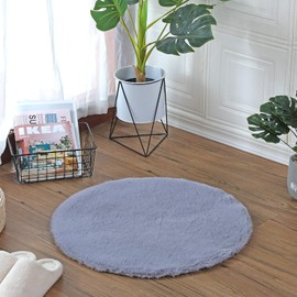 HEQUN Soft Faux Rabbit Fur Rug, Short Fur Rug, Faux Rabbit Fur, Lambskin Rug, Faux Fur Sheepskin, Faux Bed Rug or Mat for Chair, Sofa (Grey, 60 x 60 cm)
