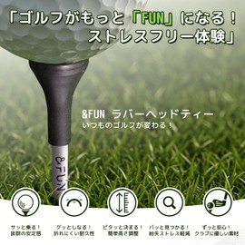 &FUN Golf Tee, Rubber Head, Long Tee, 3.3 inches (83 mm), Pack of 10, Easy to Put Balls (Stylish Colorful)