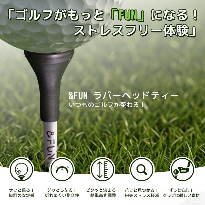 &FUN Golf Tee, Rubber Head, Long Tee, 3.3 inches (83