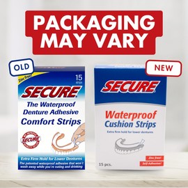 Secure Denture Adhesive Strips – Zinc Free – Waterproof – Comfortable Cushion Fit for Uppers & Lowers – Extra Firm All-Day-Hold – No Mess – Clean Ingredients – 15 Strips (1 Pack)