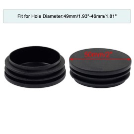 Suiwotin 12PCS 50mm (2 Inch) Round Plastic Plug, Round Black Plastic End Cap, Pipe Tubing End Cap, Furniture Finishing Plug Fits for 1 3/4" to 1 7/8" OD Tubing