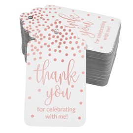 Inkdotpot Thank You For Celebrating With Me Birthday Bottle Tag Real Rose Gold Foil Favor Hang Tags Pack Of 50