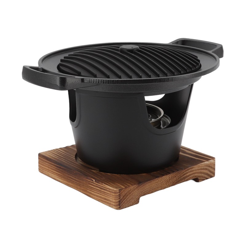 Hibachi Grill Smokeless Wooden Frame Aluminium Alloy Easy Assembly Portable