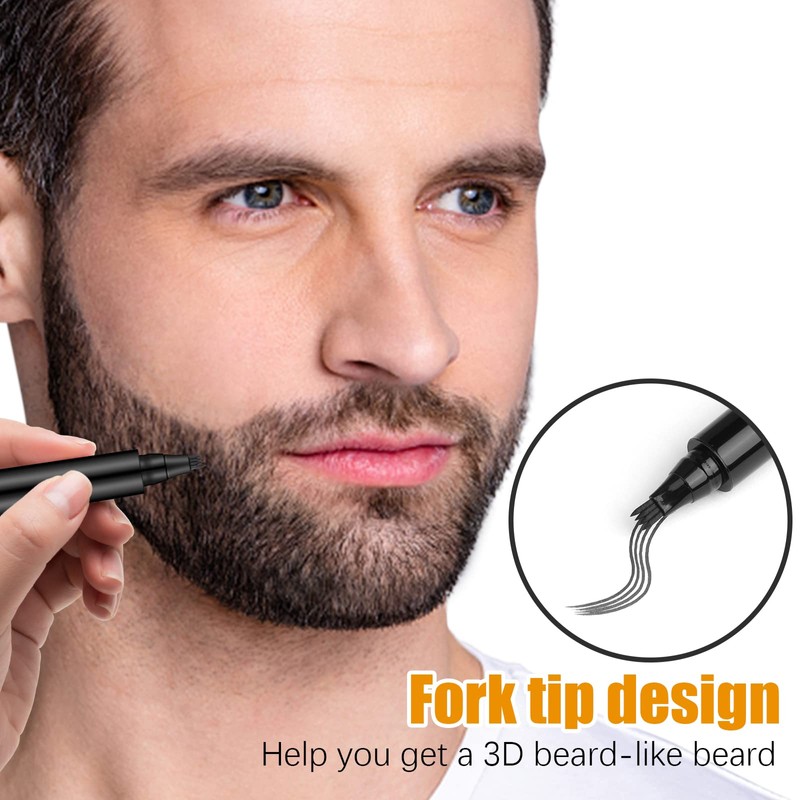 Beard Pencil Filler For Men with Bristle Beard Brush, Water