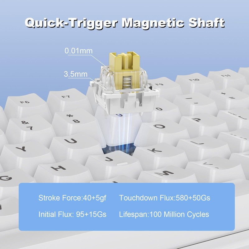 Ajazz AK980MAX Wired Magnetic Axis Mechanical Keyboard, 98% Hot-Swappable Custom