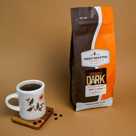 Fresh Roasted Coffee, Seriously Dark Artisan Blend, 2lb Dark Roast, Kosher, Ground
