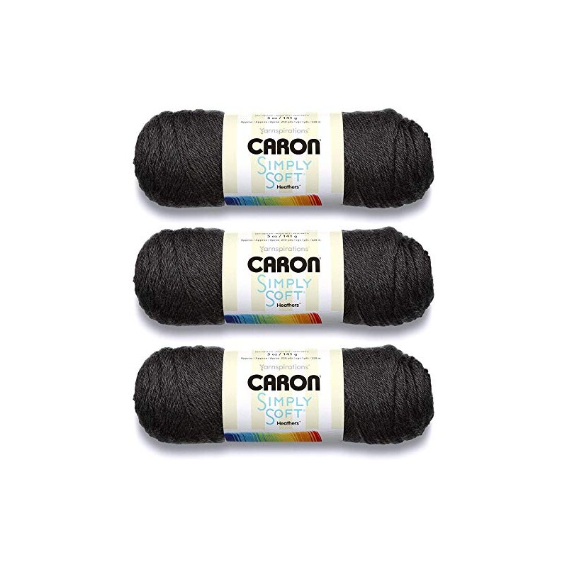 Bulk Buy: Caron Simply Soft Heather Yarn (3-Pack) Charcoal H9700H-9508